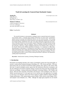 Nash Q-Learning for General-Sum Stochastic Games