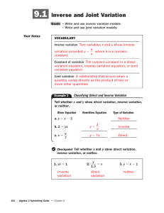 Inverse and Joint Variation