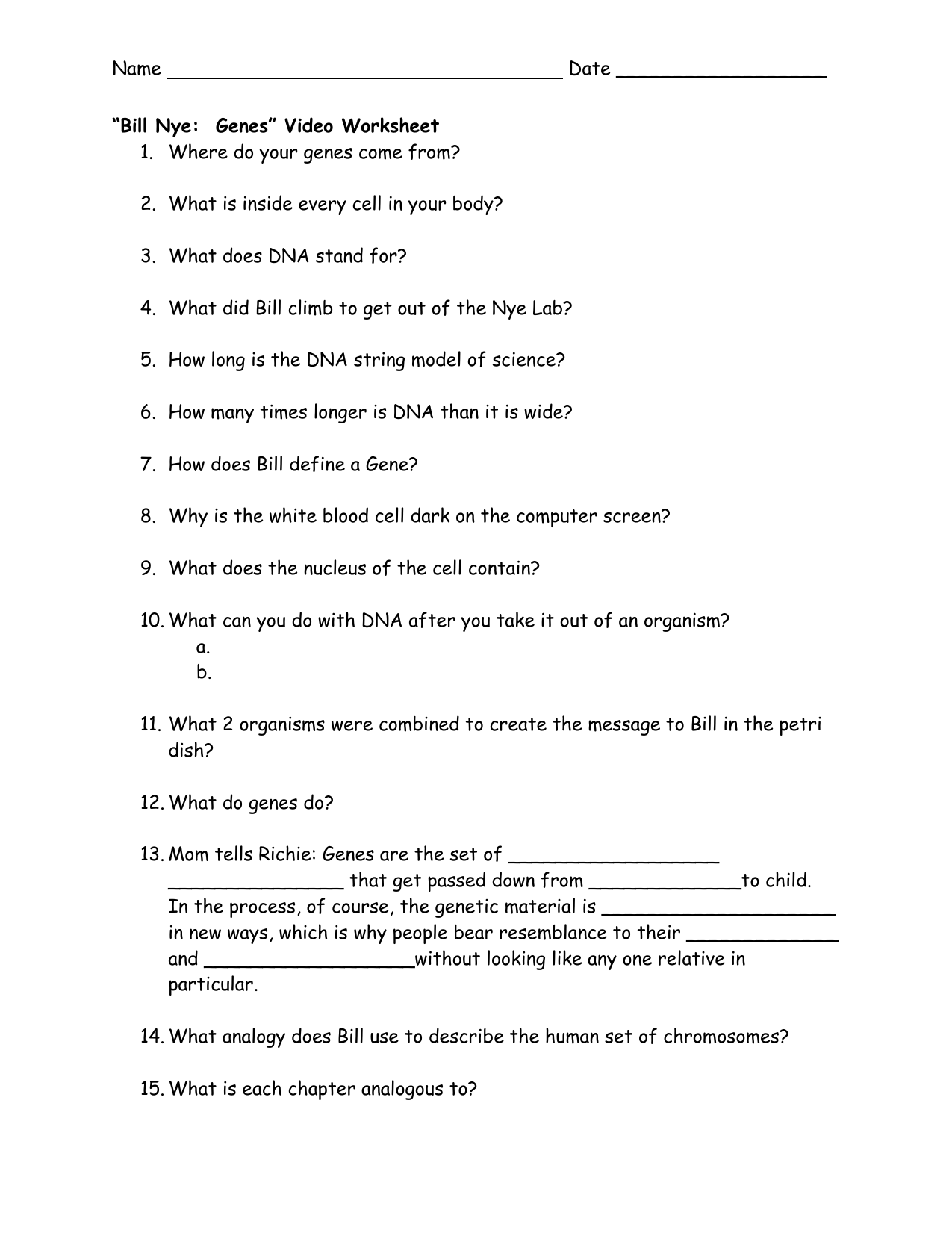 Cracking Your Genetic Code Worksheet Answers - Worksheet List Throughout Bill Nye Respiration Worksheet
