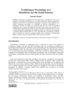 Evolutionary Psychology as a Metatheory for the Social