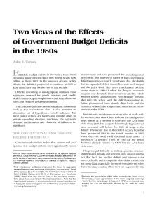 Two View ofthe Effects of Governemnt Budget Deficits in the 1980s