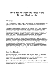 3 The Balance Sheet and Notes to the Financial