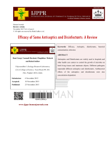Efficacy of Some Antiseptics and Disinfectants: A Review