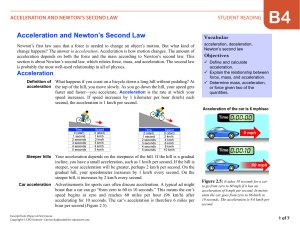 Acceleration and Newton`s Second Law