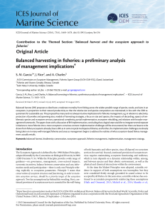 Balanced harvesting in fisheries: a preliminary analysis of