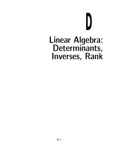 D Linear Algebra: Determinants, Inverses, Rank