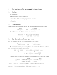 1 Derivatives of trigonometric functions