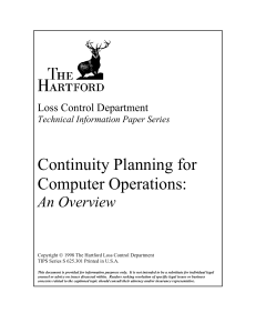 Continuity Planning for Computer Operations