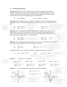 1.2 – Transforming Functions Transformations describe a set of