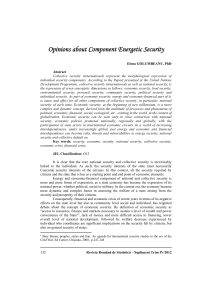 Opinions about Component Energetic Security