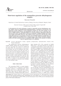 Short-term regulation of the mammalian pyruvate dehydrogenase