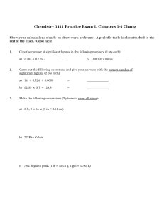 Chemistry 1411 Practice Exam 1, Chapters 1