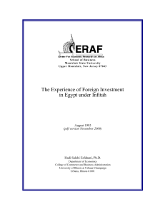 The Experience of Foreign Investment in Egypt Under Infitah