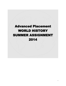 Advanced Placement WORLD HISTORY SUMMER ASSIGNMENT