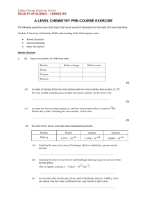 2016 Pre Course CHEMISTRY - Calday Grange Grammar School