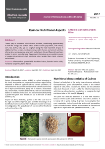 Quinoa: Nutritional Aspects - Journal of Nutraceuticals and Food