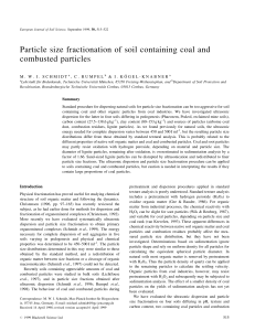 Particle size fractionation of soil containing coal and combusted