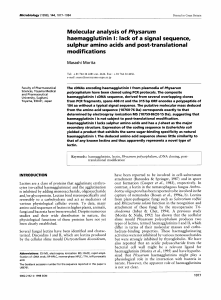 Molecular analysis of Physarum haemagglutinin I