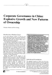 Corporate Governance in China: Explosive Growth and New