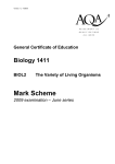 GCE Biology Unit 2 - The variety of living organisms Mark Scheme