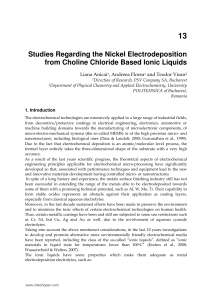 Studies Regarding the Nickel Electrodeposition from