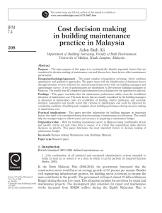 Cost decision making in building maintenance