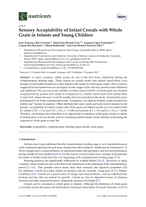 Sensory Acceptability of Infant Cereals with Whole Grain in Infants