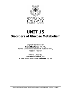 UNIT 17 Disorders of Glucose Metabolism