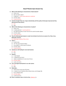 Dwarf Planets Quiz Answer key