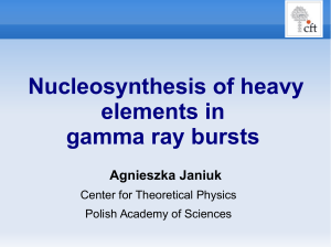 Nucleosynthesis of heavy elements in gamma ray bursts