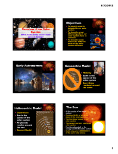 Overview of our Solar System 1112 notes