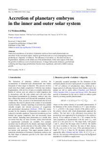 Accretion of planetary embryos in the inner and outer solar system