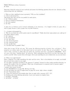 Math 310 Basic notions of geometry B. Noble Directions: Read the