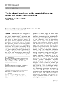 The invasion of barred owls and its potential effect on