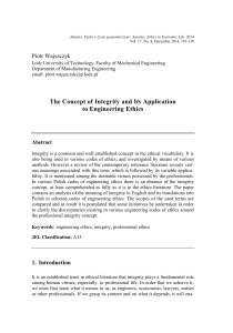 The Concept of Integrity and Its Application to Engineering Ethics