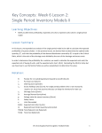 Key Concepts: Week 6 Lesson 2: Single Period Inventory