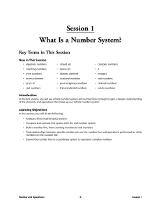 Session 1 What Is a Number System?