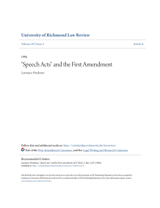 "Speech Acts" and the First Amendment