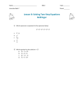 Lesson 8: Solving Two-Step Equations Bellringer