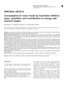 Consumption of `extra` foods by Australian children