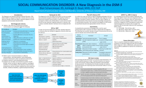 SOCIAL COMMUNICATION DISORDER: A New