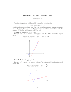 LINEARIZATION AND DIFFERENTIALS For a function y(x) that is
