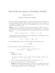 Math 30530: Introduction to Probability, Fall 2012