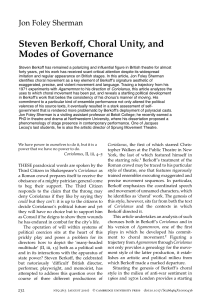 Steven Berkoff, Choral Unity, and Modes of Governance