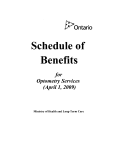Schedule of Benefits for Optometry Services (April 1 2009)