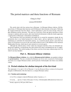The period matrices and theta functions of Riemann