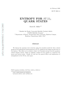 ENTROPY FOR SU(3) QUARK STATES