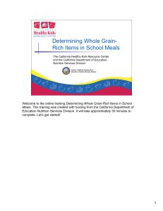 Determining Whole Grain-Rich Items in School Meals Presentation