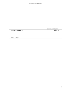 MATHEMATICS SEC 23 SYLLABUS