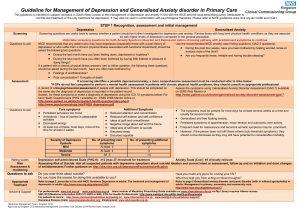 Guideline for Management of Depression and Generalised Anxiety